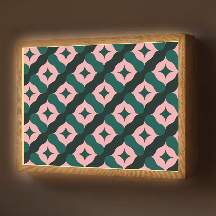 Lightbox - Wandlamp - Groen - Roze - Retro - Sterren — 1
