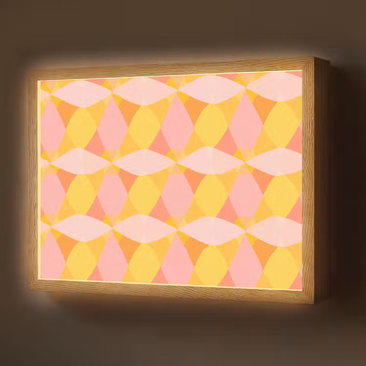 Lightbox - Wandlamp - Kleurrijk - Ruitpatroon - Bladvormen — 1