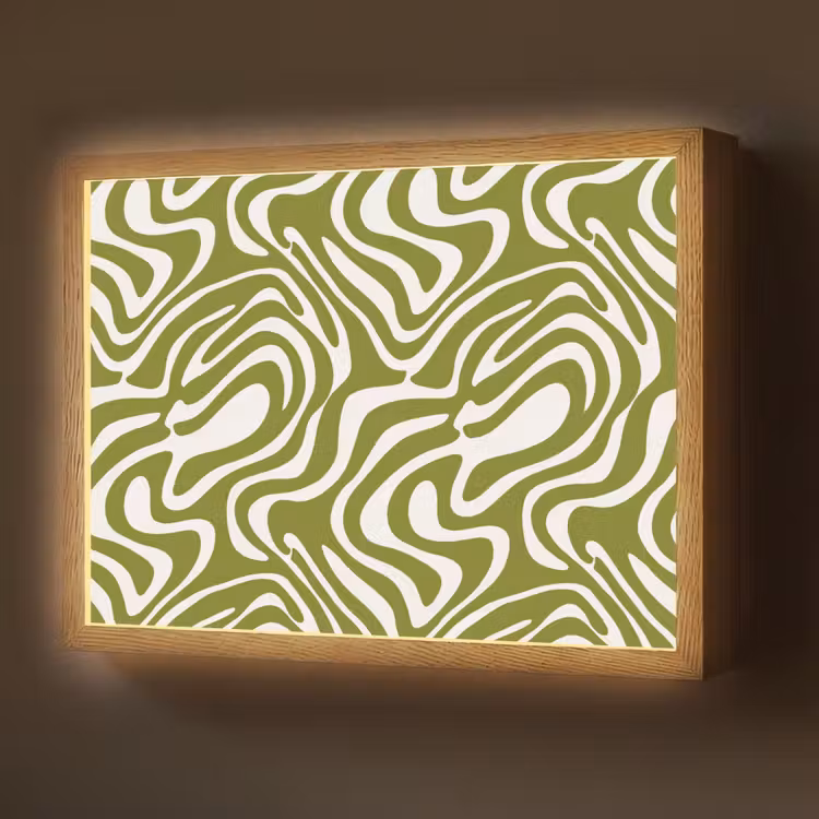 Lightbox - Wandlamp - Lijnpatroon - Groen - Organisch — 1