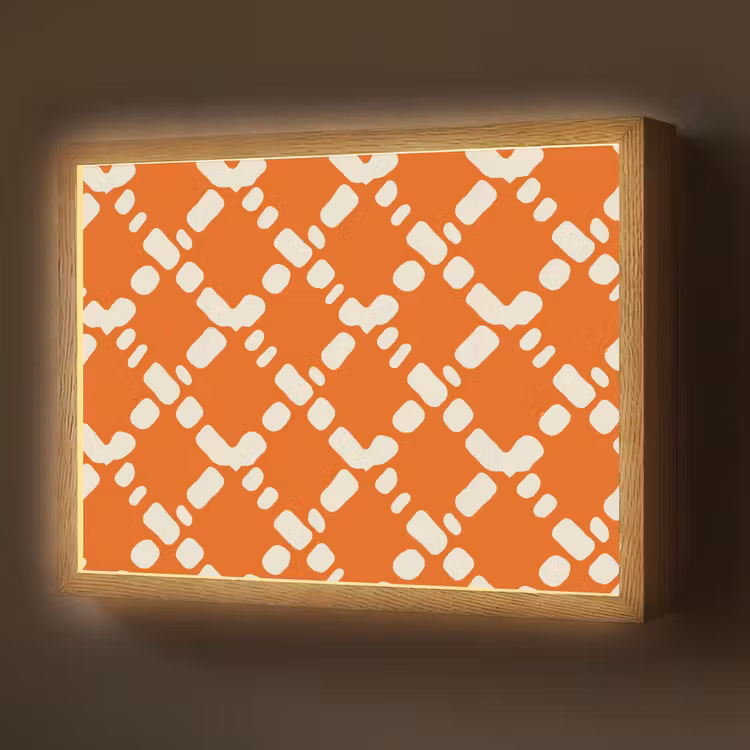 Lightbox - Wandlamp - Oranje - Ruitpatroon - Wit — 1