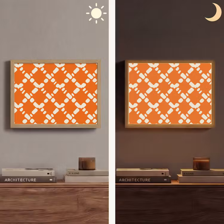 Lightbox - Wandlamp - Oranje - Ruitpatroon - Wit — 6