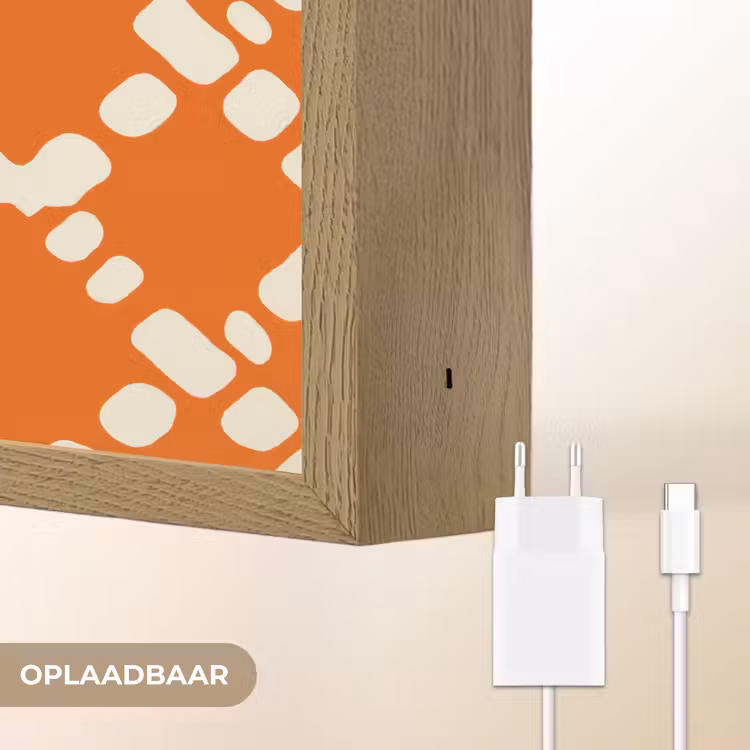 Lightbox - Wandlamp - Oranje - Ruitpatroon - Wit — 7
