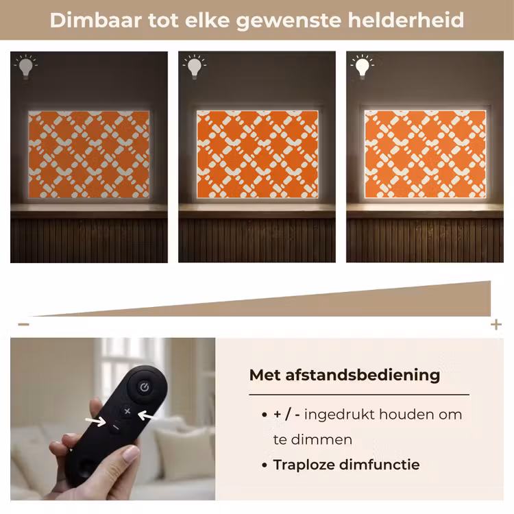Lightbox - Wandlamp - Oranje - Ruitpatroon - Wit — 9