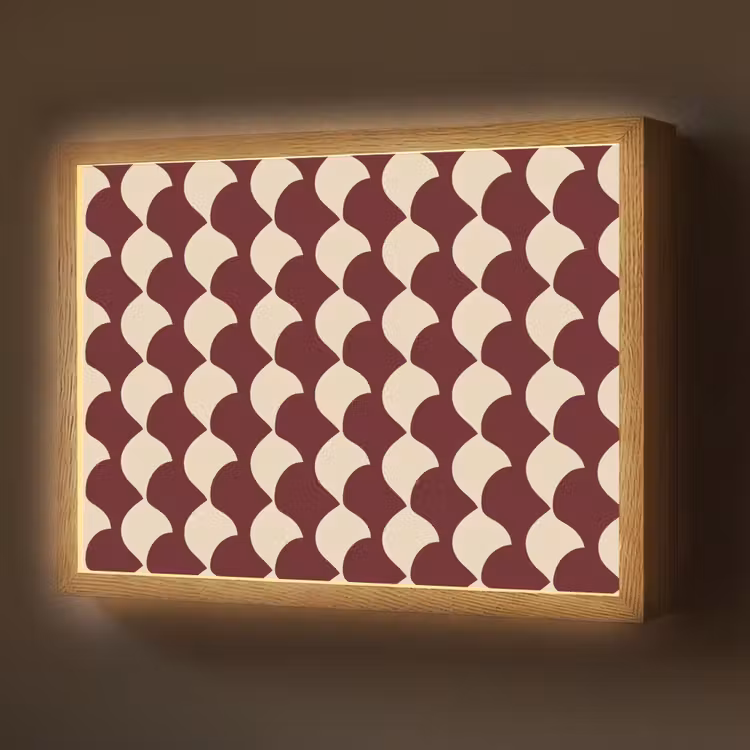 Lightbox - Wandlamp - Rood - Tegelpatroon - Crème — 1