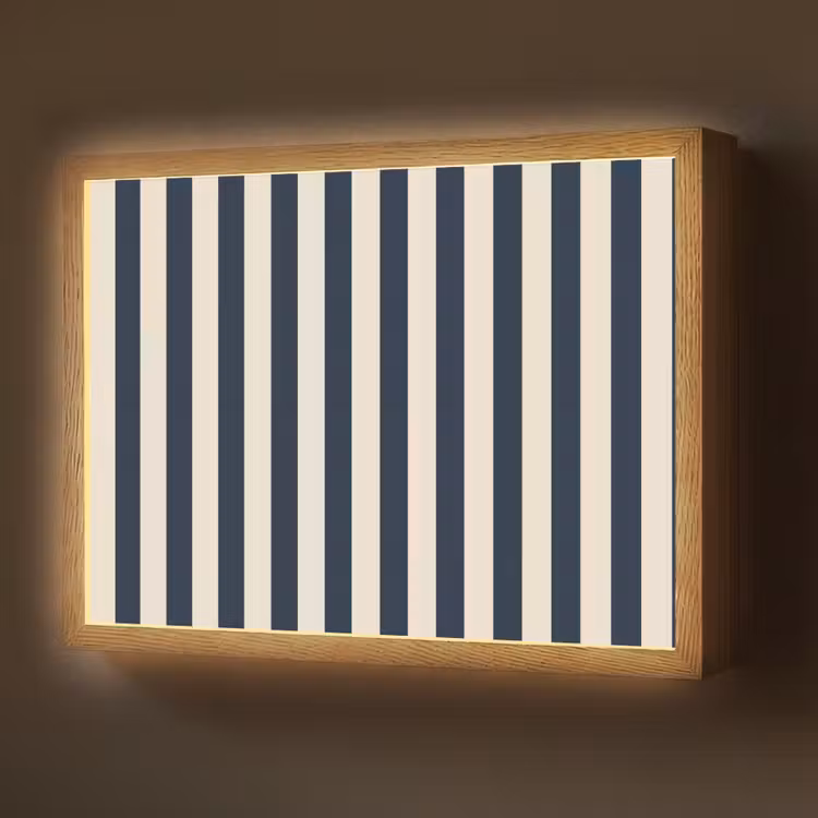 Lightbox - Wandlamp - Verticale strepen - Blauw - Crème — 1