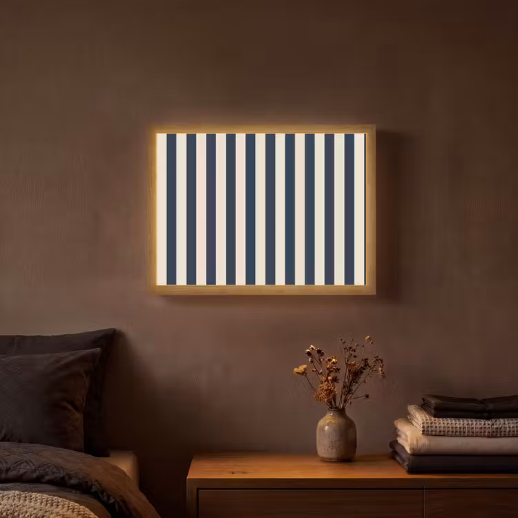 Lightbox - Wandlamp - Verticale strepen - Blauw - Crème — 3