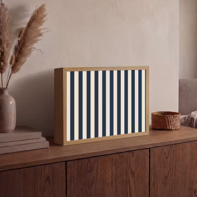Lightbox - Wandlamp - Verticale strepen - Blauw - Crème — 4