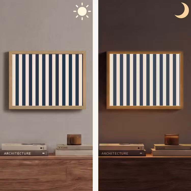 Lightbox - Wandlamp - Verticale strepen - Blauw - Crème — 6