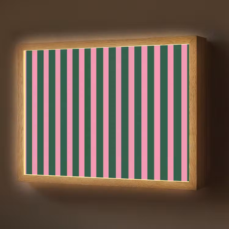 Lightbox - Wandlamp - Verticale strepen - Groen - Roze — 1