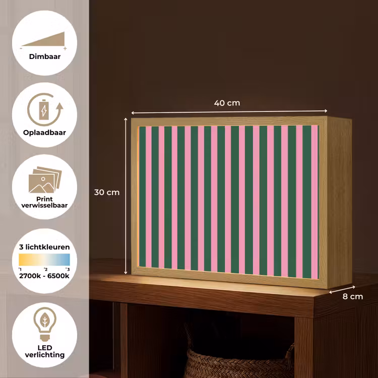 Lightbox - Wandlamp - Verticale strepen - Groen - Roze — 10