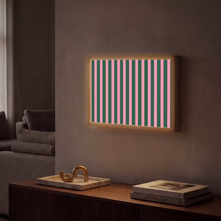 Lightbox - Wandlamp - Verticale strepen - Groen - Roze — 2