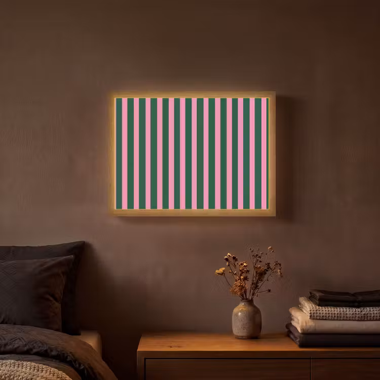 Lightbox - Wandlamp - Verticale strepen - Groen - Roze — 3