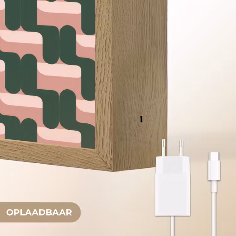 Lightbox - Wandlamp - Vlechtpatroon - Groen - Roze - Geometrisch — 7