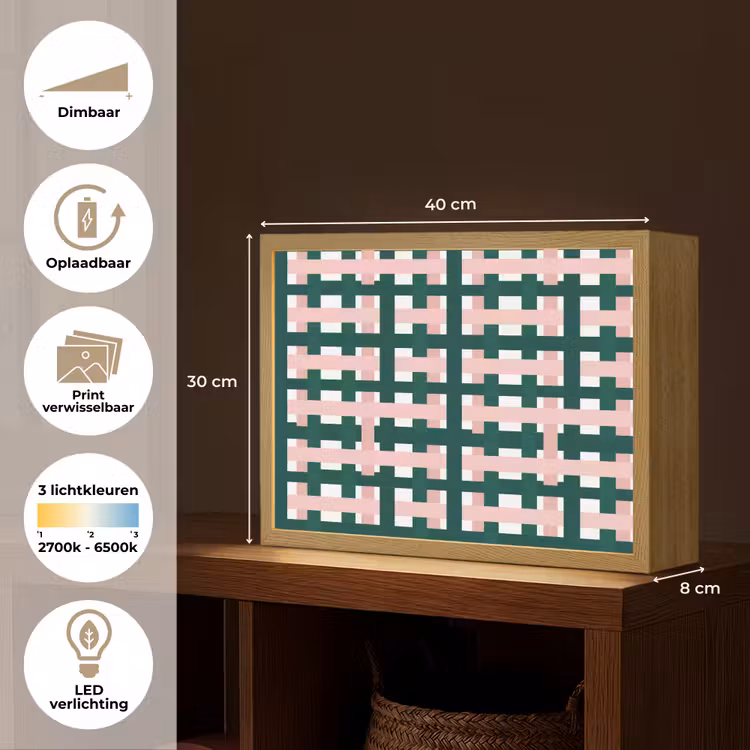 Lightbox - Wandlamp - Vlechtpatroon - Groen - Roze - Grafisch — 10
