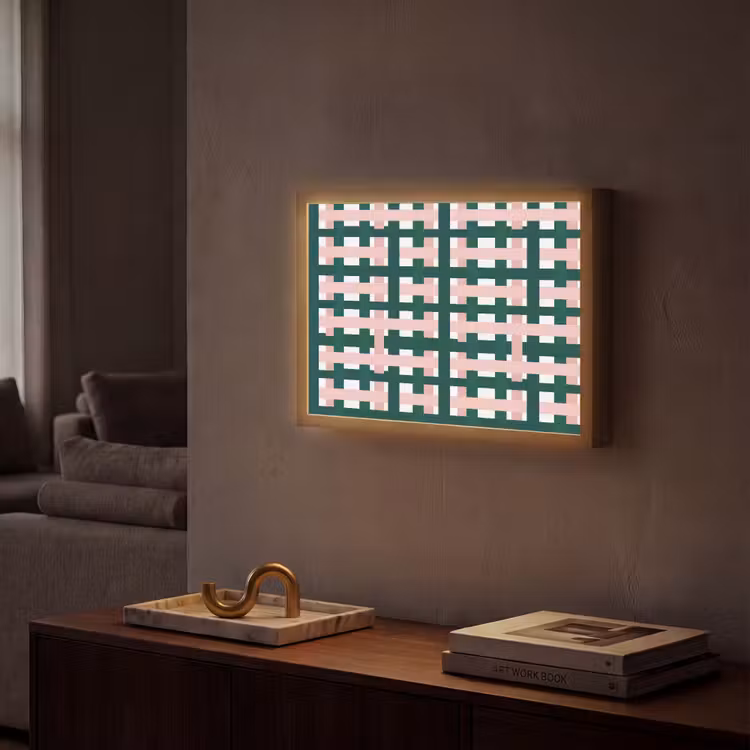 Lightbox - Wandlamp - Vlechtpatroon - Groen - Roze - Grafisch — 2