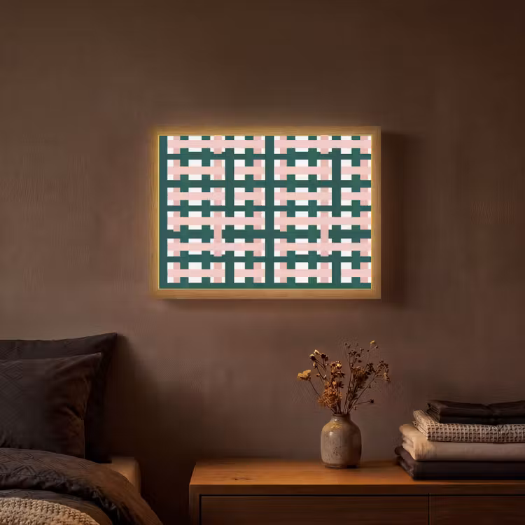 Lightbox - Wandlamp - Vlechtpatroon - Groen - Roze - Grafisch — 3