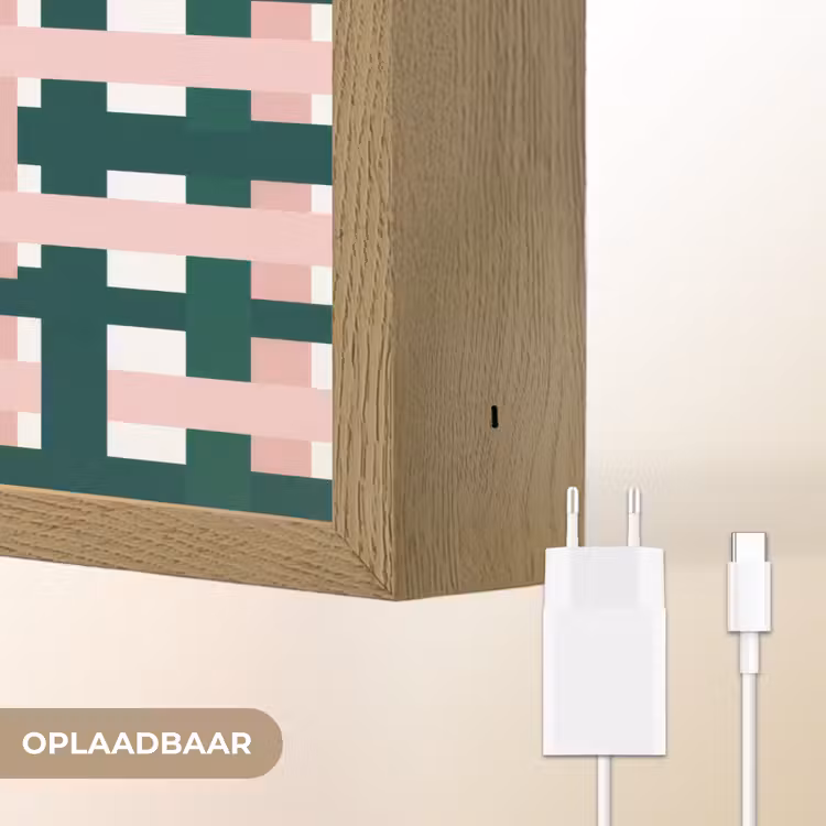 Lightbox - Wandlamp - Vlechtpatroon - Groen - Roze - Grafisch — 7