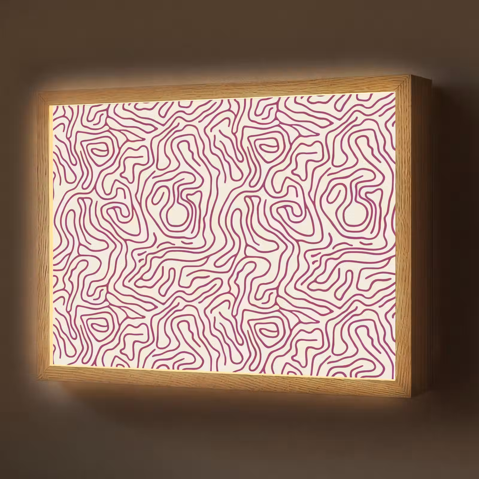 Lightbox - Wandlamp - Kronkelende lijn - Magenta - Crème — 1