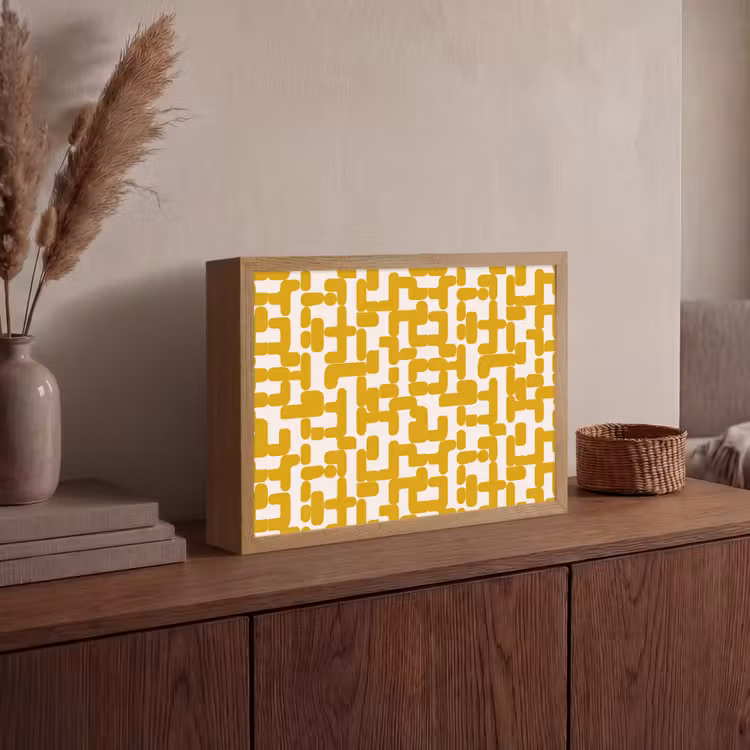 Lightbox - Wandlamp - Geel - Beige - Patroon — 4