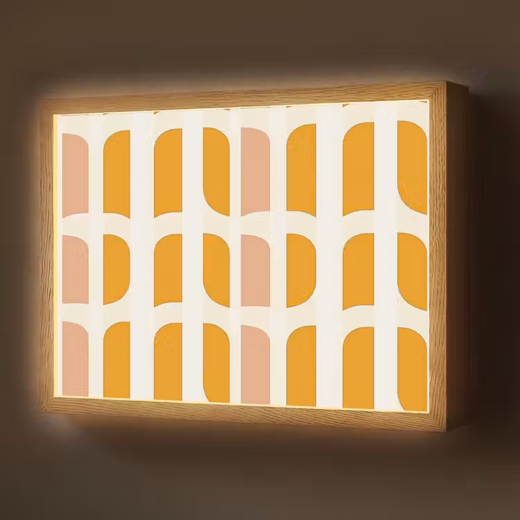 Lightbox - Wandlamp - Geometrisch - Patroon - Geel - Roze — 1