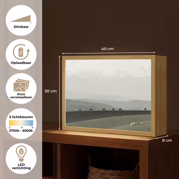Lightbox - Wandlamp - Grijs - Berg - Paarden — 10