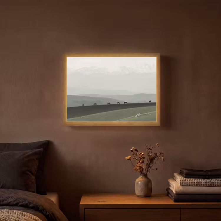 Lightbox - Wandlamp - Grijs - Berg - Paarden — 3