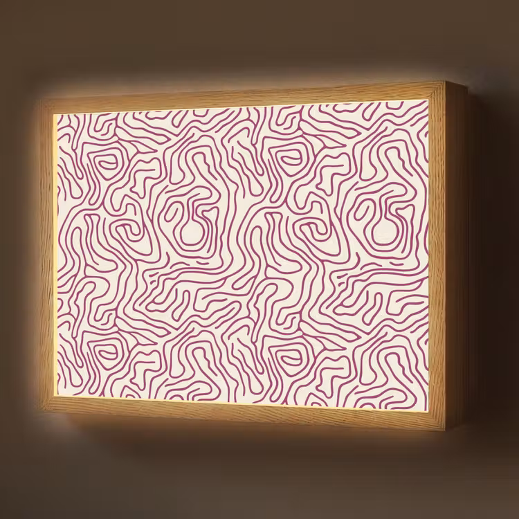 Lightbox - Wandlamp - Kronkelende lijn - Magenta - Crème — 1
