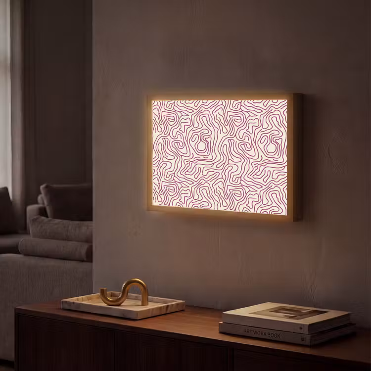 Lightbox - Wandlamp - Kronkelende lijn - Magenta - Crème — 2
