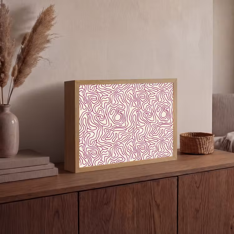 Lightbox - Wandlamp - Kronkelende lijn - Magenta - Crème — 4