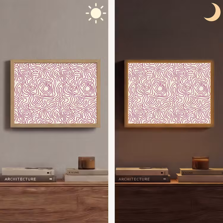 Lightbox - Wandlamp - Kronkelende lijn - Magenta - Crème — 6