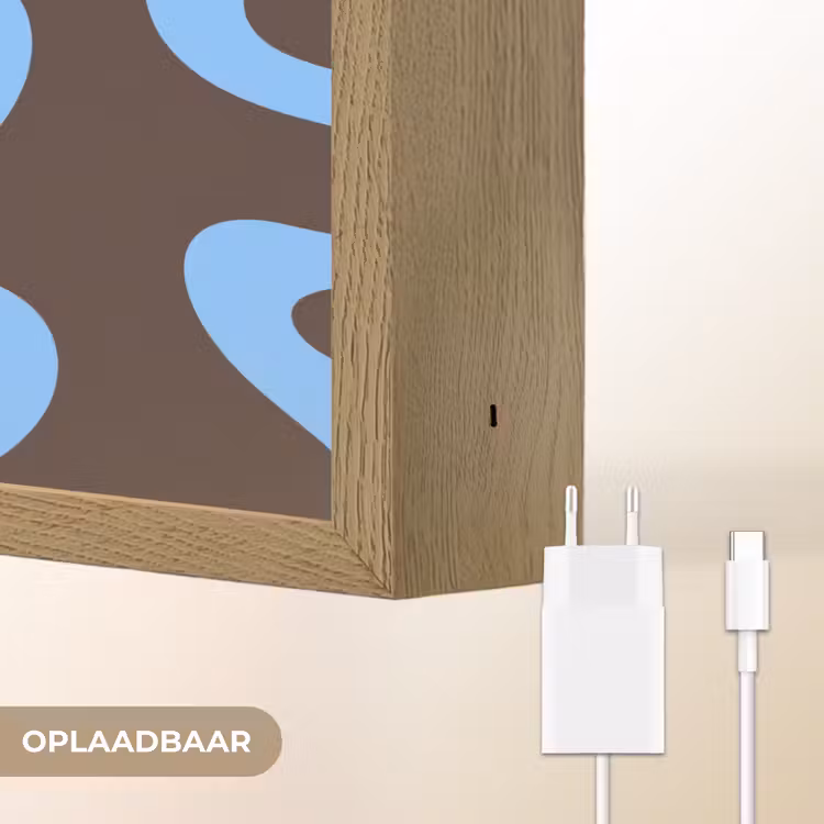 Lightbox - Wandlamp - Kronkelende lijnen - Blauw - Bruin - Minimalistisch — 7