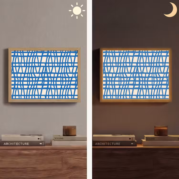 Lightbox - Wandlamp - Ruitpatroon - Blauw - Crème — 6