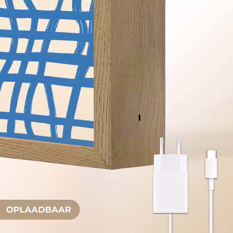 Lightbox - Wandlamp - Ruitpatroon - Blauw - Crème — 7