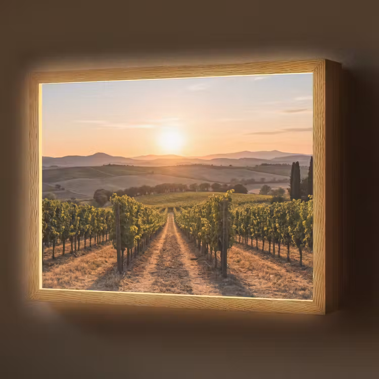 Lightbox - Wandlamp - Wijngaard - Zonsondergang - Landschap — 1