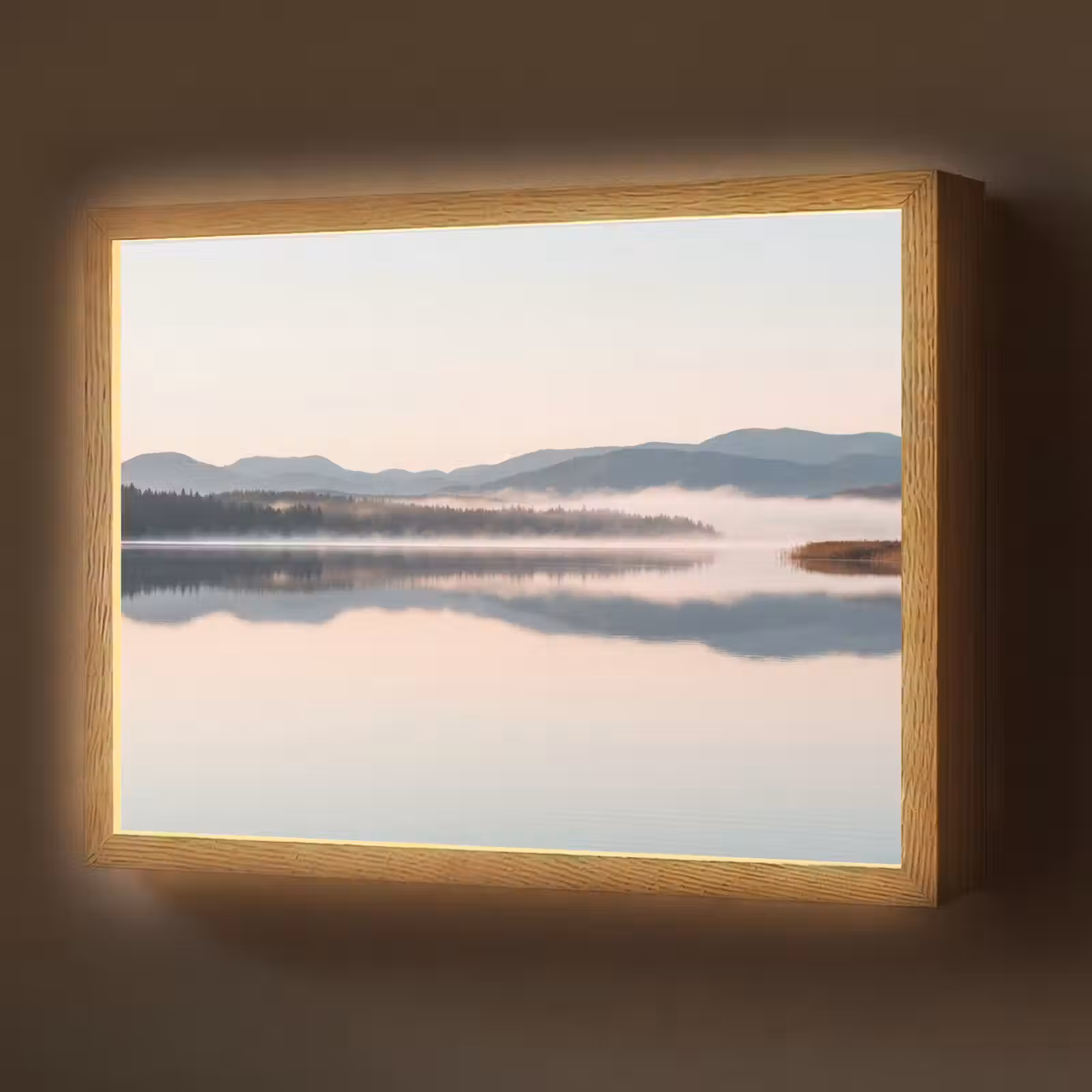 Lightbox - Wandlamp - Water - Bomen - Mistlaag — 1