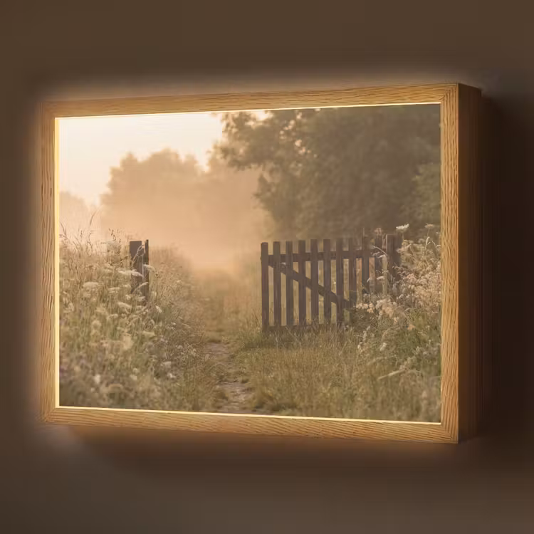 Lightbox - Wandlamp - Hek - Natuur - Mist - Veld — 1