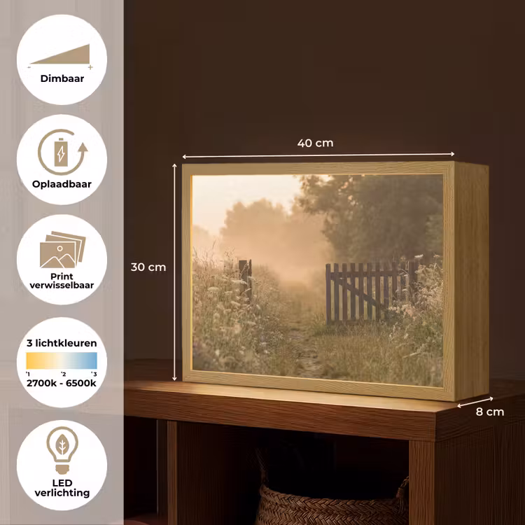 Lightbox - Wandlamp - Hek - Natuur - Mist - Veld — 10