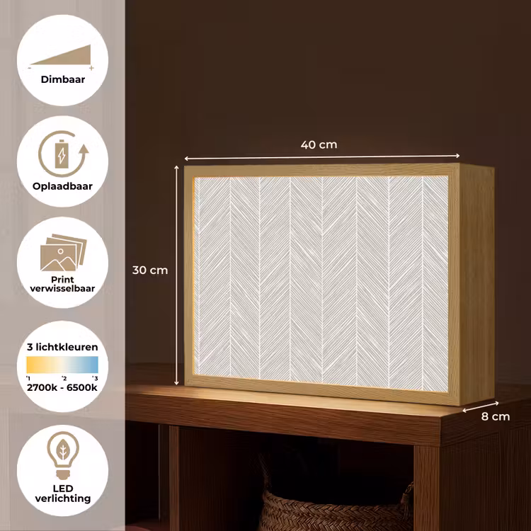 Lightbox - Wandlamp - Klassiek - Visgraat - Grijs — 10