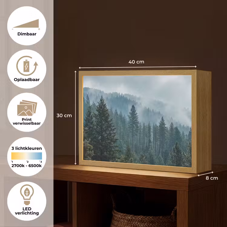 Lightbox - Wandlamp - Naaldwoud - Bergen - Mist — 10