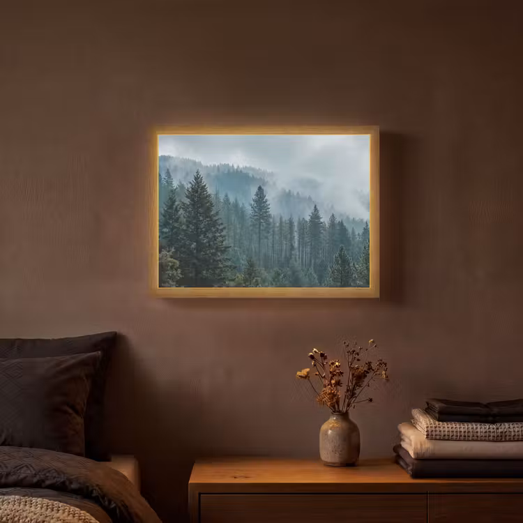 Lightbox - Wandlamp - Naaldwoud - Bergen - Mist — 3