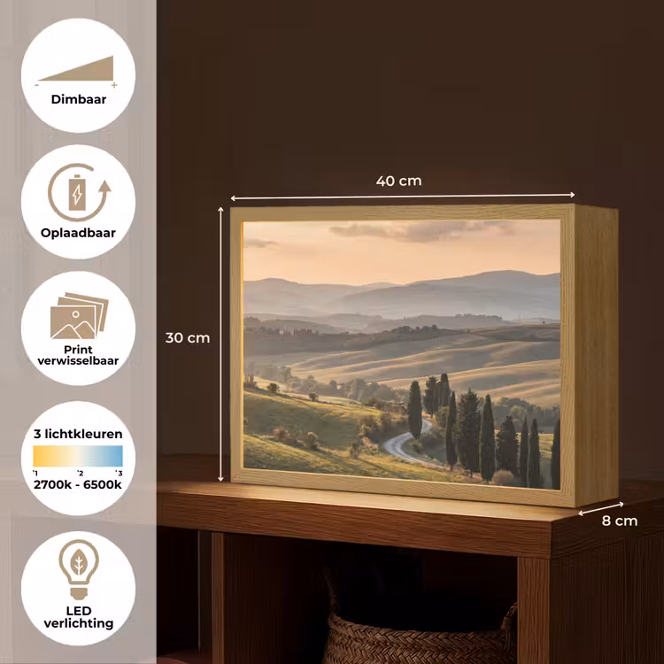 Lightbox - Wandlamp - Toscaans - Landschap - Heuvels — 10