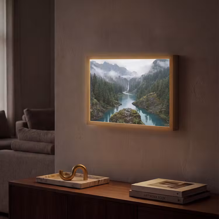 Lightbox - Wandlamp - Waterval - Bomen - Bergen — 2