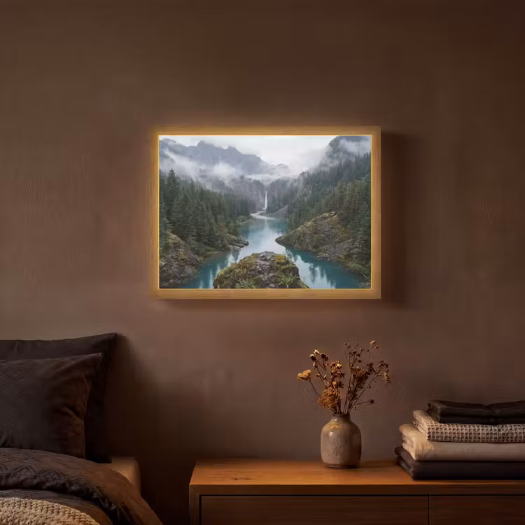 Lightbox - Wandlamp - Waterval - Bomen - Bergen — 3