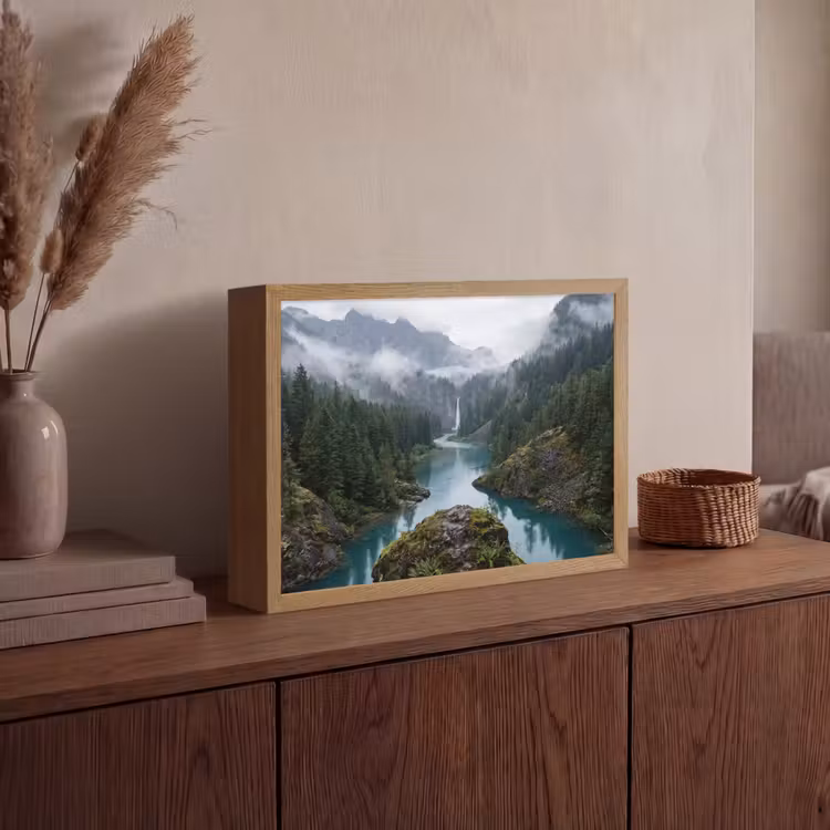 Lightbox - Wandlamp - Waterval - Bomen - Bergen — 4