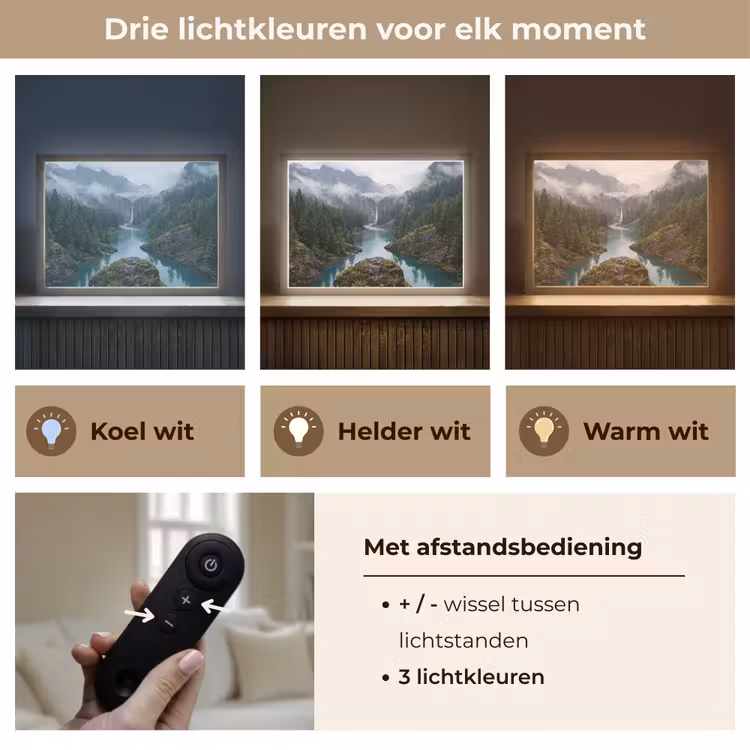 Lightbox - Wandlamp - Waterval - Bomen - Bergen — 8