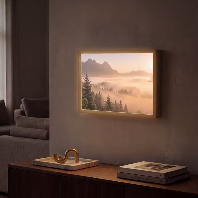 Lightbox - Wandlamp - Zonlicht - Mist - Bergen - Bomen — 2