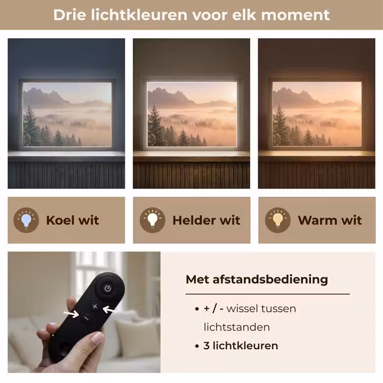 Lightbox - Wandlamp - Zonlicht - Mist - Bergen - Bomen — 8