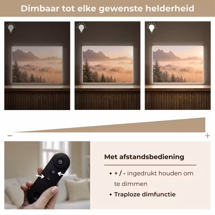 Lightbox - Wandlamp - Zonlicht - Mist - Bergen - Bomen — 9