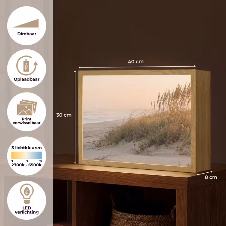 Lightbox - Wandlamp - Duinlandschap - Zonsondergang - Strand — 10