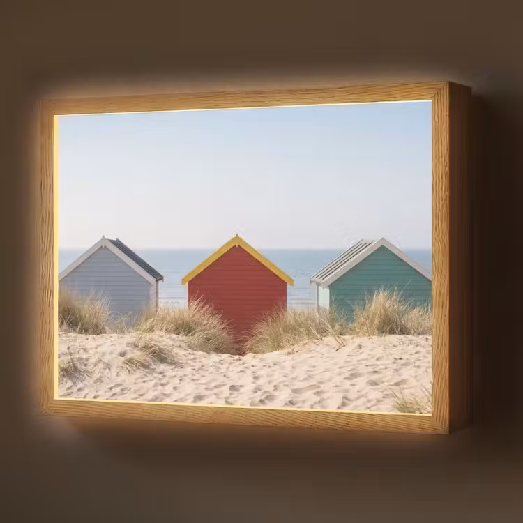 Lightbox - Wandlamp - Strand - Huisjes - Kleurrijk - Duinen — 1